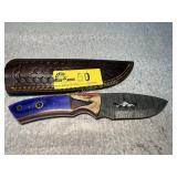 Damascus Steel Knife with Decorative Shark Cutout