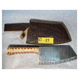 Damascus Steel Cleaver with Custom Handle