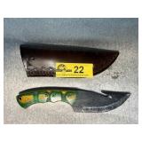 Custom File Knife with Gut Hook and Leather