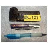 Folding Pocket Knife with Damascus Pattern Blade