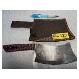 Damascus Steel Cleaver with Patterned Handle
