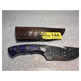 Custom Fixed Blade Knife with Gut Hook and Sheath