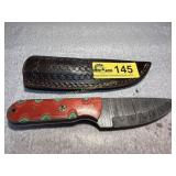 Damascus Steel Fixed Blade Knife with Wood Handle