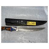 Damascus Steel Fixed Blade Knife with Resin