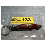 Folding Pocket Knife Keychain with Wood Handle