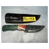 Damascus Steel Fixed Blade Knife with Sheath