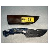 Custom Gut Hook Knife with Blue Swirl Handle