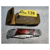 Folding Pocket Knife with Patterned Blade