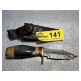 Damascus Steel Fixed Blade Knife with Sheath