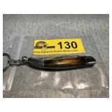 Folding Pocket Knife Keychain with Wood Inlay