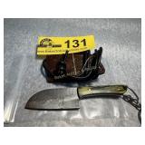 Damascus Steel Fixed Blade Mini Knife with Sheath