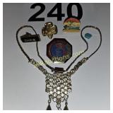 COSTUME NECKLACE, PINS