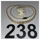 PEARL NECKLACE & 3 PEARL EARRINGS