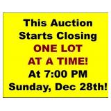 AUCTION CLOSES ONE LOT AT A TIME!