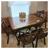 WOOD EXPANDING TABLE & 5 CHAIRS