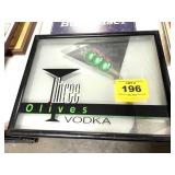 3 OLIVES VODKA GLASS SHADOWBOX SIGN