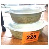 2 COVERED PYERX CASSEROLS