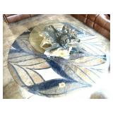 CUSTOM TREE TRUNK COFFEE TABLE, BEVELED GLASSTOP