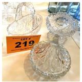 GLASS BASKET AND SERVING PIECES