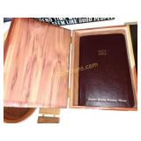 CEDAR WOOD BIBLE BOX WITH BIBLE