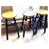 (3) SMALL WOOD BARSTOOLS