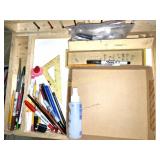 OIL PASTELS, ART SUPPLIES ON DESK