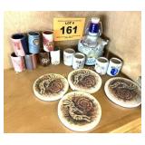 POTTERY SHOT GLASSES AND COASTERS