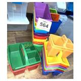 MULTI-COLOR PLASTIC BINS, PLASTIC SUPPLIES TOTES