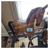 40" TALL WOOD HORSE, DAMAGE ON TIP OF TAIL