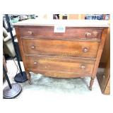 ANTIQUE WOOD DRESSER ON ORIGINAL WOOD WHEELS