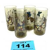 VINTAGE GLASSES WITH BUTTERFLIES