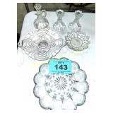 SERVING GLASSWARE - CANDLE HOLDERS, EGG TRAY, ETC.