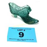 FENTON GLASS SHOE - BLUE GREEN