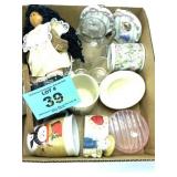 BOX OF GLASSWARE AND DOLL