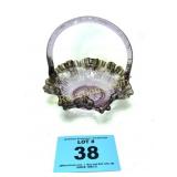 FENTON PINK BASKET W SMOKE DAMAGE