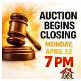 AUCTION BEGINS CLOSING APRIL 12, 7PM!