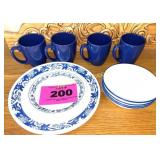 BLUE AND WHITE CORELLE DISHES