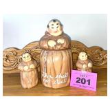 MONK COOKIE JAR W SALT & PEPPER SHAKERS