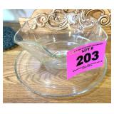 GLASS SERVING BOWL ON PLATTER