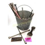 ANTIQUE LARGE PAIIL AND CONTENTS