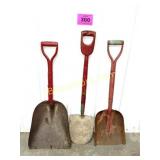 ANTIQUE SHOVELS, ONE W WOOD HANDLE