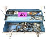 BLUE METAL TOOL BOX W MISC