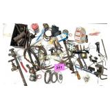 LOT OF VINTAGE SHED HARDWARE ADN TOOLS
