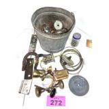 GALVANIZED BUCKET WITH VINTAGE HARDWARE