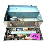 METAL TOOL BOX W VINTAGE HARDWARE