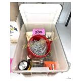 PLASTIC TOTE W MISC HARDWARE