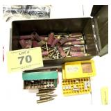 METAL AMMO BOX, RANOM CASINGS AND AMMO 357, 223