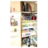 SHELF CONTENTS, BAKING PANS,DISHES,SUGAR, ETC.