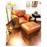 OVERSIDED LEATHER SOFA CHAIR AND OTTOMAN