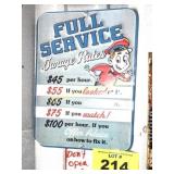 FULL SERVICE GARAGE RATES SIGN